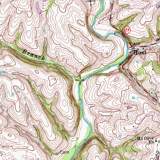Topographic Map of Stoner Branch, KY