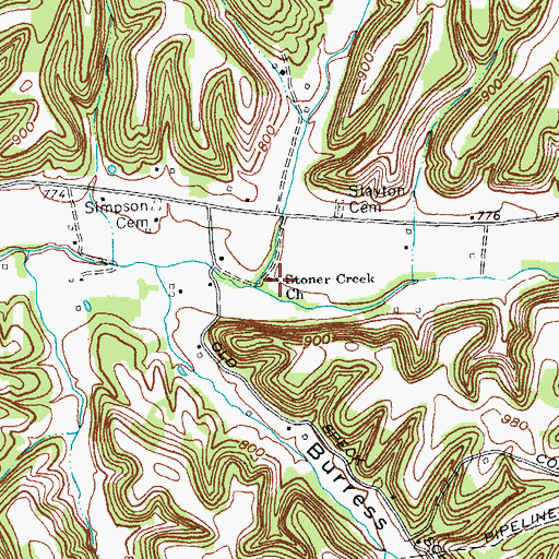 Topographic Map of Stoner Creek Church, KY