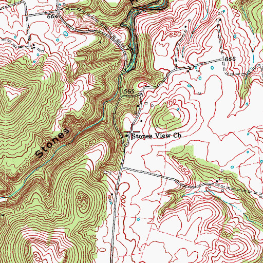 Topographic Map of Stones View Church, KY