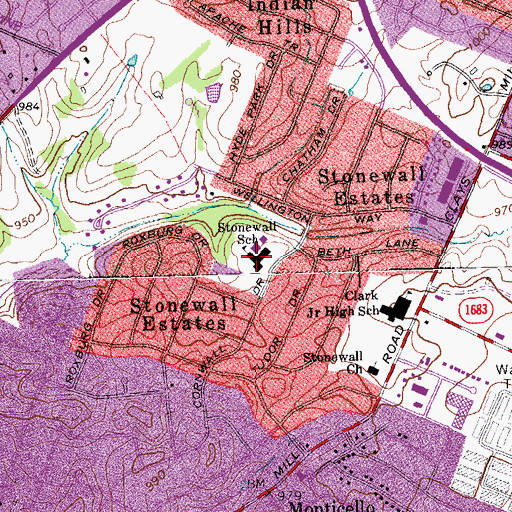 Topographic Map of Stonewall Elementary School, KY
