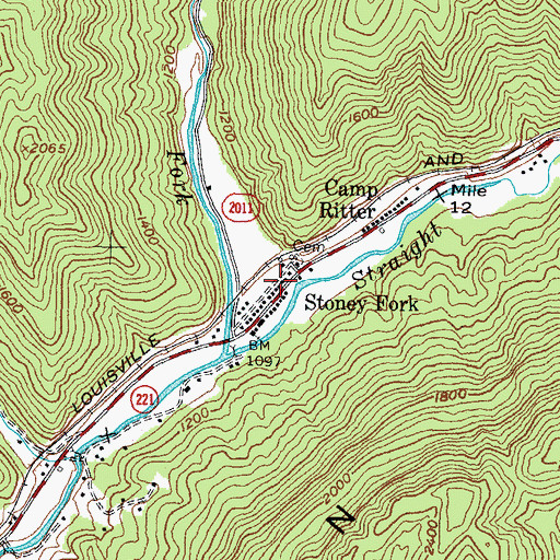 Topographic Map of Stoney Fork, KY
