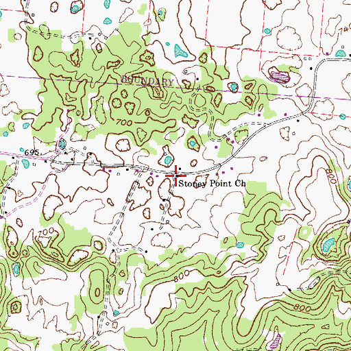 Topographic Map of Stoney Point Church, KY