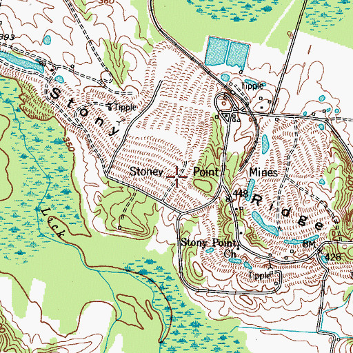 Topographic Map of Stoney Point Mines, KY