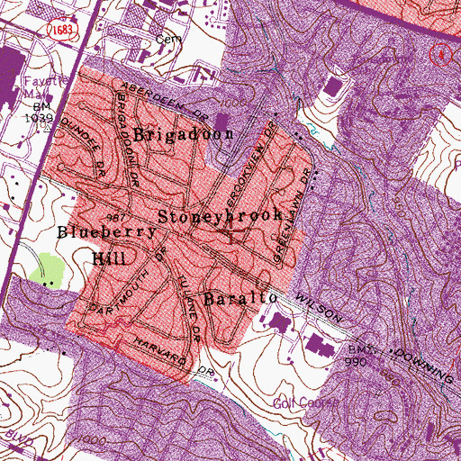 Topographic Map of Stoneybrook, KY
