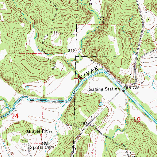 Topographic Map of Hurricane Creek, AR