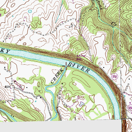 Topographic Map of Stony Creek, KY