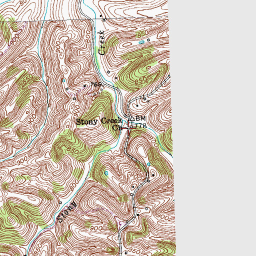 Topographic Map of Stony Creek Church, KY