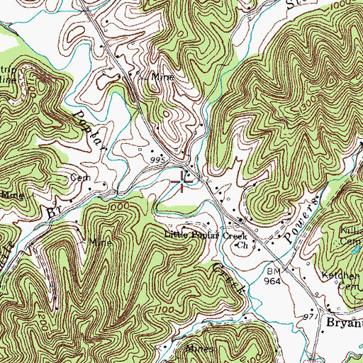 Topographic Map of Stony Fork, KY