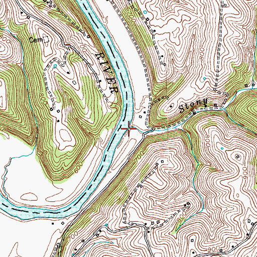 Topographic Map of Stony Fork, KY