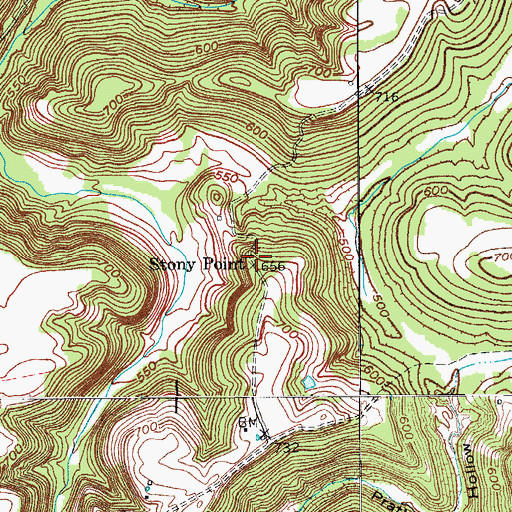 Topographic Map of Stony Point, KY