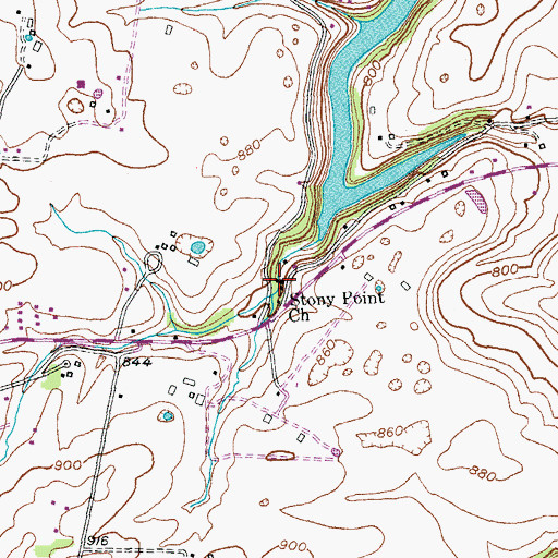 Topographic Map of Stony Point Church, KY