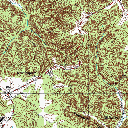 Topographic Map of Stony Point School, KY