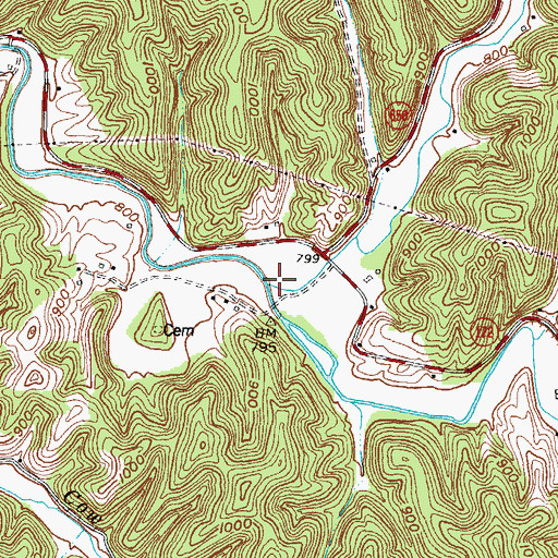 Topographic Map of Straight Creek, KY