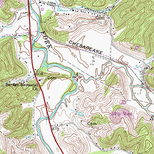 Topographic Map of Straight Creek, KY