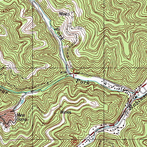 Topographic Map of Straight Fork, KY