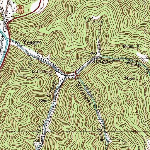 Topographic Map of Straight Fork, KY