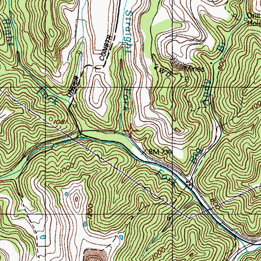 Topographic Map of Straight Fork, KY