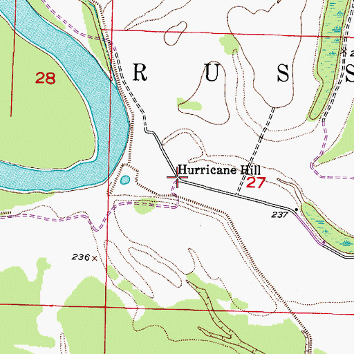 Topographic Map of Hurricane Hill, AR