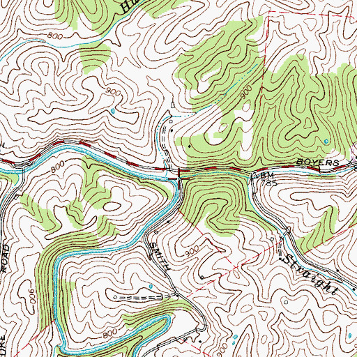 Topographic Map of Straight Fork, KY