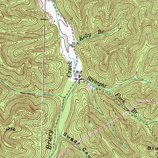 Topographic Map of Straight Fork Branch, KY