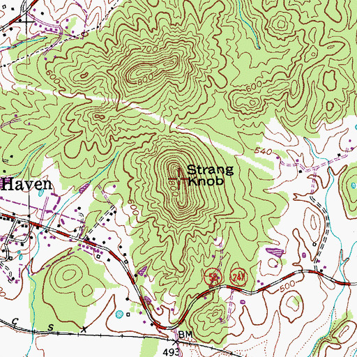Topographic Map of Strang Knob, KY