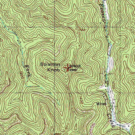Topographic Map of Stratton Knob, KY