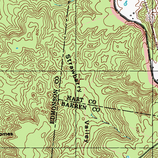 Topographic Map of Strawberry Valley, KY
