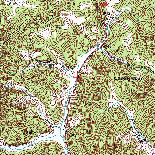 Topographic Map of Stringer Branch, KY