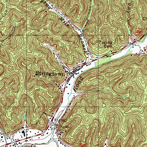 Topographic Map of Stringtown, KY