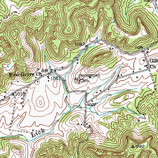 Topographic Map of Stringtown Cemetery, KY