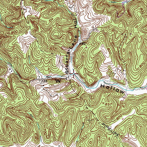 Topographic Map of Stuarts Lane Hollow, KY