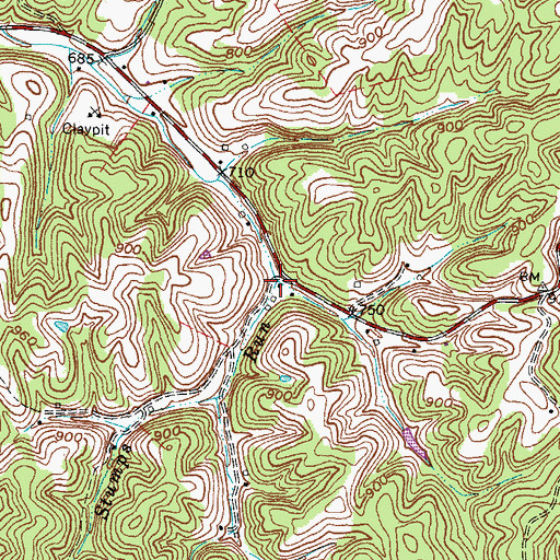 Topographic Map of Stumps Run, KY