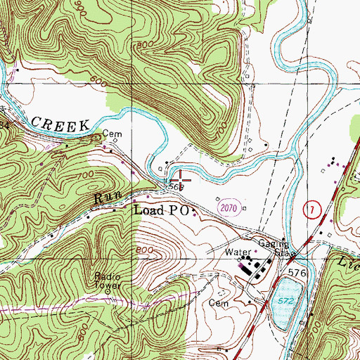 Topographic Map of Stumps Run, KY