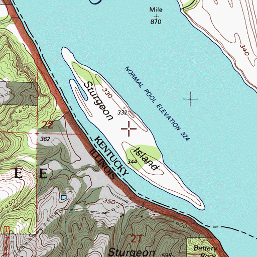 Topographic Map of Sturgeon Island, KY