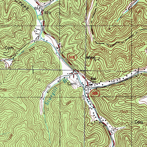 Topographic Map of Sturgill Branch, KY
