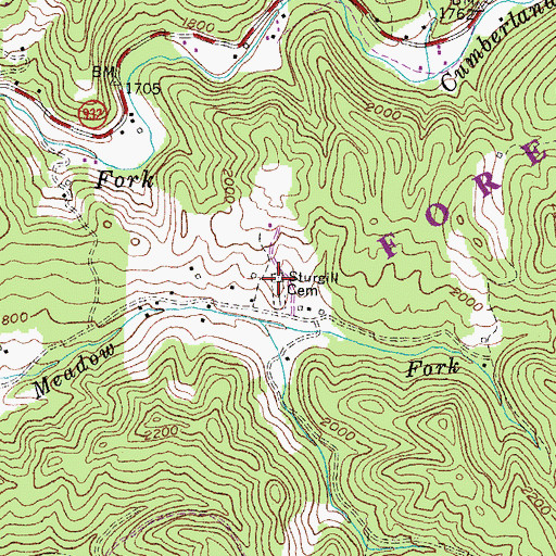 Topographic Map of Sturgill Cemetery, KY