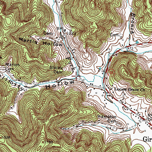 Topographic Map of Sublimity Hollow, KY