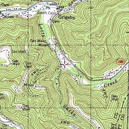 Topographic Map of Sucks Fork, KY