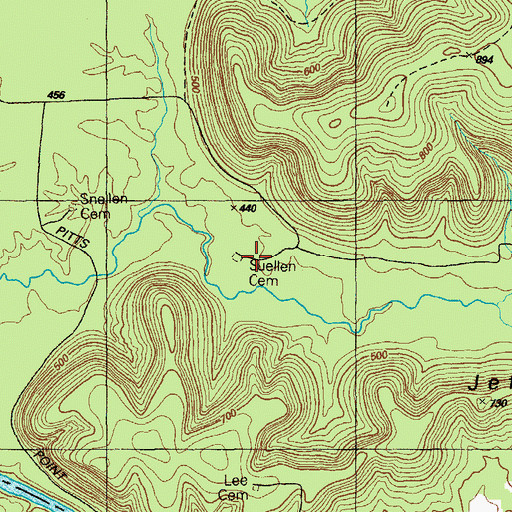 Topographic Map of Suellen Cemetery, KY