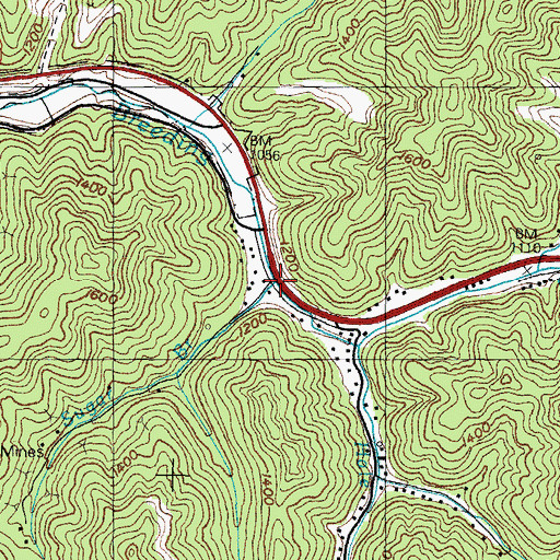Topographic Map of Sugar Branch, KY