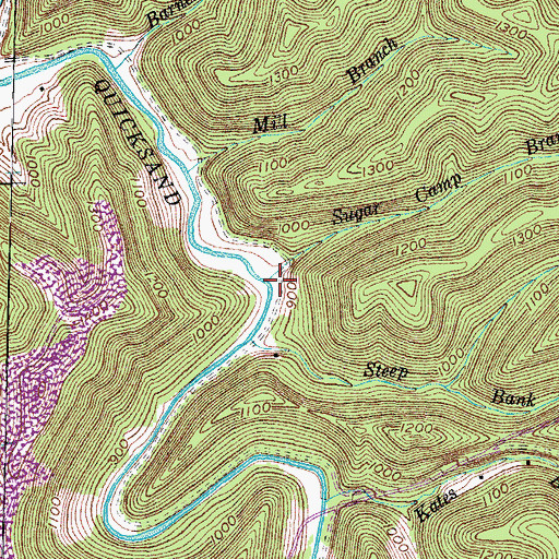 Topographic Map of Sugar Camp Branch, KY