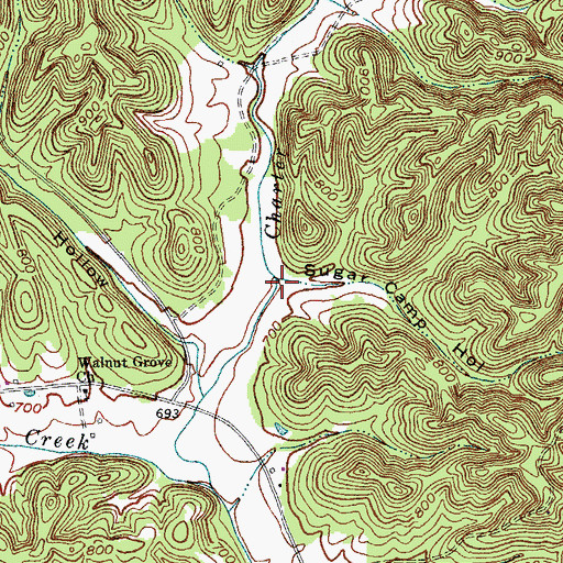 Topographic Map of Sugar Camp Hollow, KY