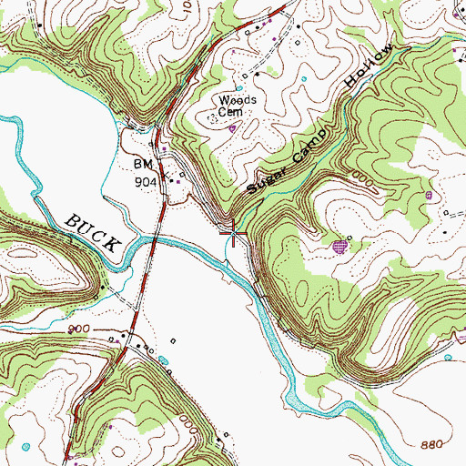 Topographic Map of Sugar Camp Hollow, KY