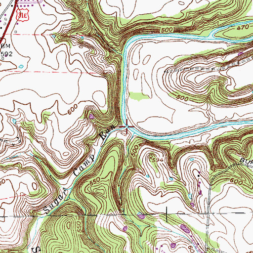 Topographic Map of Sugar Camp Run, KY