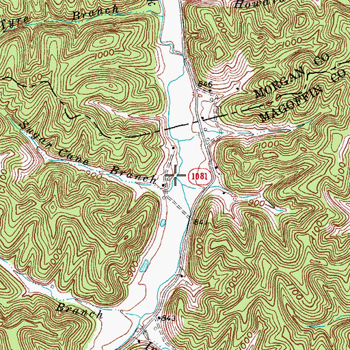 Topographic Map of Sugar Cane Branch, KY