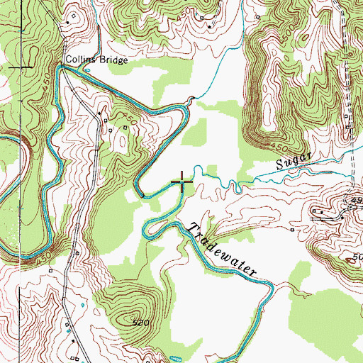 Topographic Map of Sugar Creek, KY
