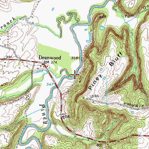 Topographic Map of Sugar Creek, KY