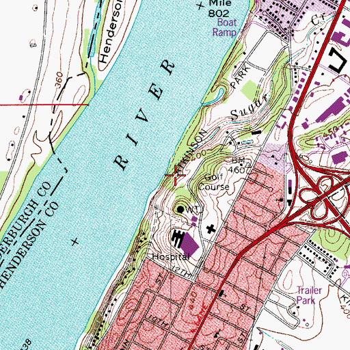 Topographic Map of Sugar Creek, KY
