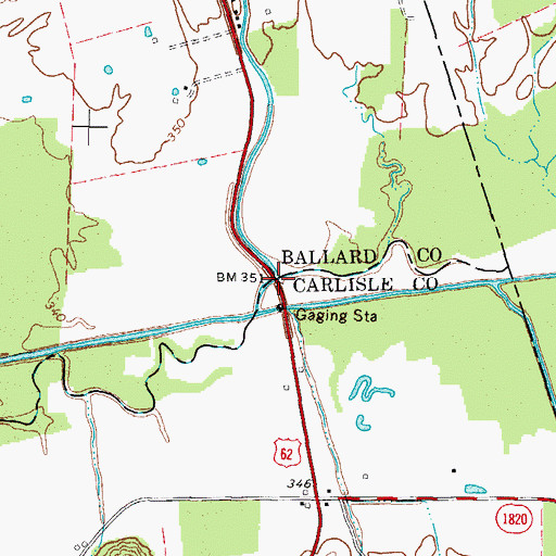 Topographic Map of Sugar Creek, KY
