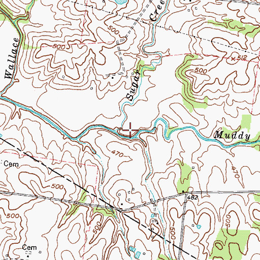 Topographic Map of Sugar Creek, KY